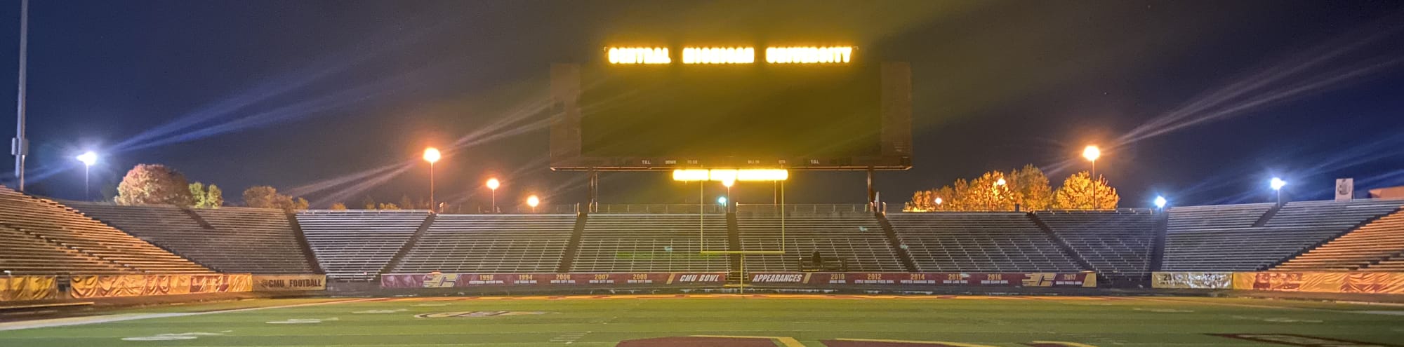 empty football stadium at night under the lights Milwaukee